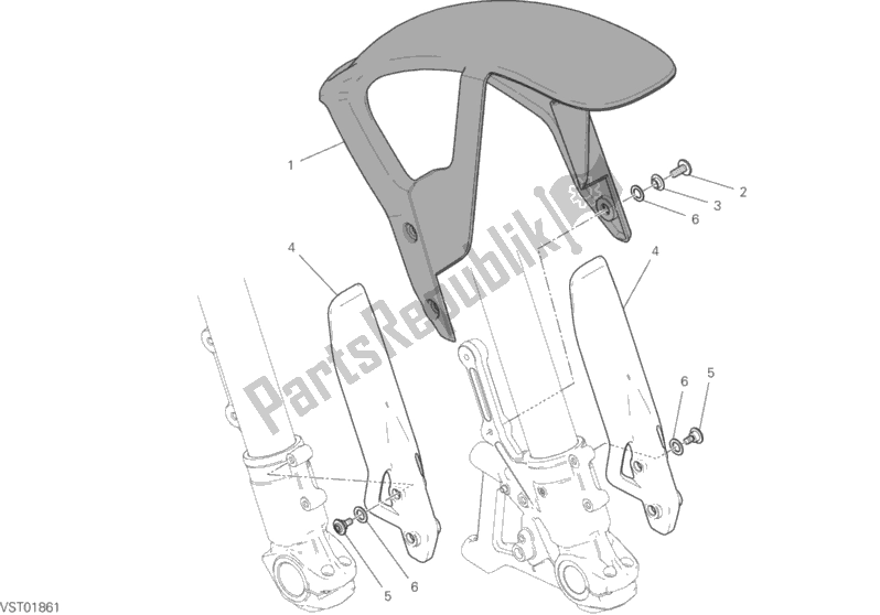 All parts for the Front Mudguard of the Ducati Scrambler Icon Brasil 803 2020